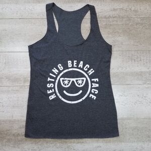 Resting Beach Face Smiley Racer Back Tank Top